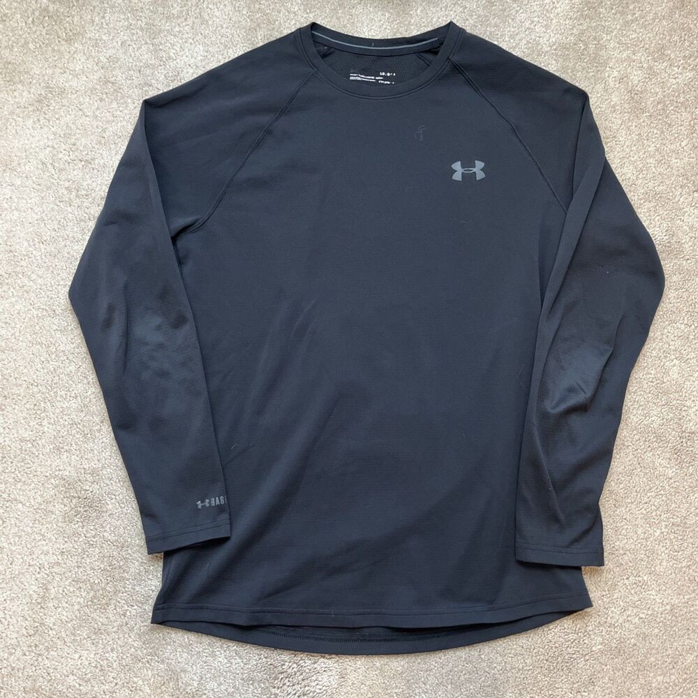 Under Armour Shirt Mens Medium Base Layer 2.0 Cold Gear Long Sleeve Fitted Black